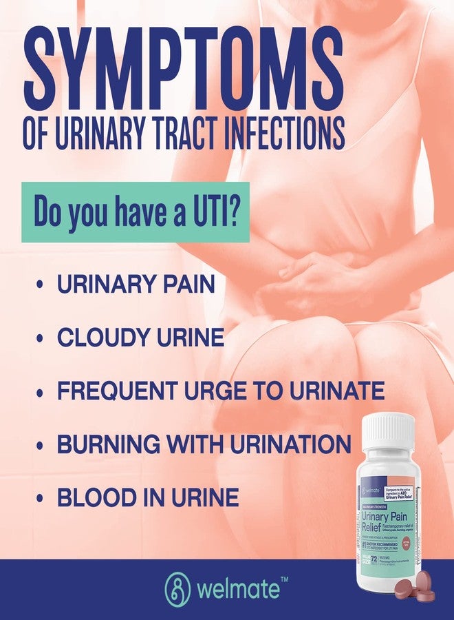 WELMATE - Urinary Pain Relief (72 Tablets) - Phenazopyridine Hydrochloride 99.5mg - Urinary Pain, Urgency, & Discomfort - Maximum Strength - Over-The-Counter Medication - Image 2